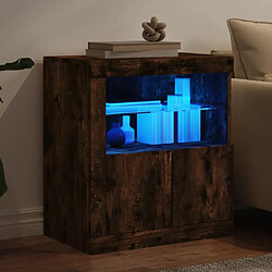 Avis vidaXL Buffet avec lumières LED chêne fumé 60,5x37x67 cm