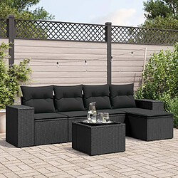 Maison Chic Salon de jardin 6 pcs avec coussins | Ensemble de Table et chaises | Mobilier d'Extérieur noir résine tressée -GKD74636