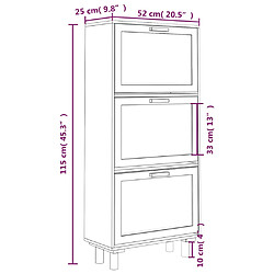 vidaXL Armoire à chaussures Noir 52x25x115 cm Bois d'ingénierie/rotin pas cher