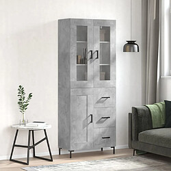 vidaXL Buffet haut Gris béton 69,5x34x180 cm Bois d'ingénierie