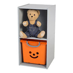 Iris Ohyama,Meuble de rangement modulaire/Étagère pour jouets, 2 compartiments - KCX-2 - Bois, Gris, L35.4 x P35.1 x H70.2 cm