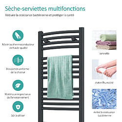 EMKE Sèche-Serviettes Électrique avec Élément Chauffant Thermostat, Chauffe Serviettes à Température Constante de la Salle de Bain, Baguette Chauffante avec Minuterie, 100x40cm, 300W, Anthracite