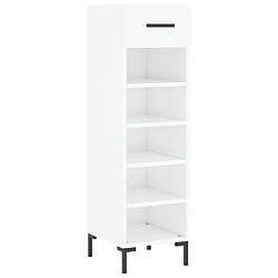 Maison Chic Armoire à chaussure 30x35x105 cm,Meuble à Chaussures Blanc brillant Bois ingénierie -MN62689