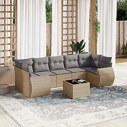 Maison Chic Salon de jardin avec coussins 8 pcs | Ensemble de Table et chaises | Mobilier d'Extérieur beige résine tressée -GKD59128