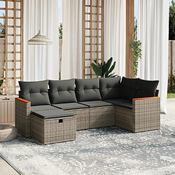 Maison Chic Ensemble Tables et chaises d'extérieur 6pcs avec coussins,Salon de jardin gris résine tressée -GKD626203