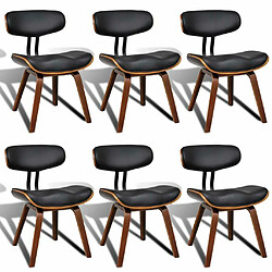 Maison Chic Lot de 6 Chaises à manger,Chaise pour cuisine bois courbé et similicuir -MN36964