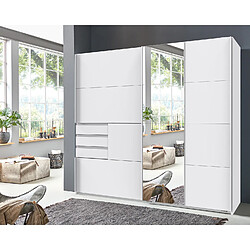 Pegane Armoire, meuble de rangement coloris Blanc, rechampis imitation blanc - Longueur 180 x Hauteur 198 x Profondeur 65 cm 