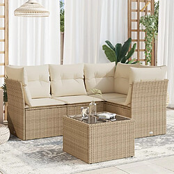 vidaXL Salon de jardin avec coussins 5 pcs beige résine tressée 