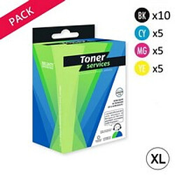 TONER SERVICES Compatible Epson T1295 Pack 25 cartouches Noir et couleurs XL (Pomme) 