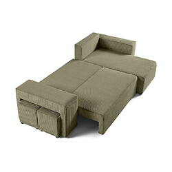 Bestmobilier Topaze - canapé d'angle réversible 4 places - convertible avec coffre, tablette et poufs - en velours côtelé