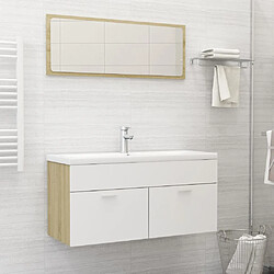 vidaXL Ensemble de meubles de bain Blanc et chêne sonoma Aggloméré 