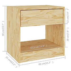 vidaXL Table de chevet 40x31x40 cm bois de pin massif pas cher