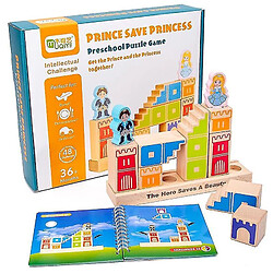 Universal Bloc de construction en bois jouet prince sauve princesse interactif enfant bloc tridimensionnel cadeau puzzle 