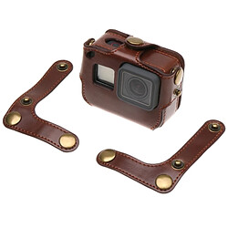 Wewoo Mallette de rangement pour GoPro HERO6 / 5 PU logement en cuir avec courroie cou et boutons Marron