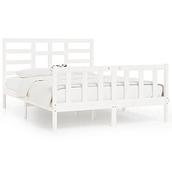 Maison Chic Lit Moderne Chambre - Cadre/structure de lit pour adulte Blanc Bois de pin massif 140x200 cm -MN69631