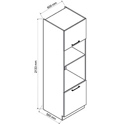 Pegane Meuble bas de cuisine pour four avec 2 portes blanc- longueur 60 x profondeur 56 x hauteur 213 cm