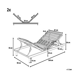 Beliani Set de 2 sommiers à lattes réglables manuellement 180 x 200 cm MOON