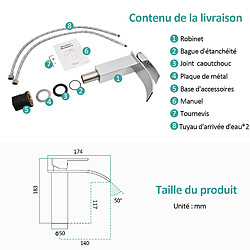 EMKE Cascade de robinet de lavabo, robinet de lavabo pour salle de bain, robinet de salle de bain en acier inoxydable, mitigeur de lavabo à levier unique avec hauteur de bec 117 mm, Chrome pas cher