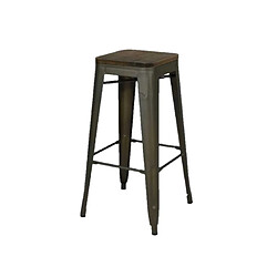 Urban Living Tabouret de bar vintage Liv - H. 77 cm - Gris industriel