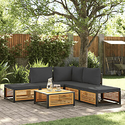 vidaXL Salon de jardin avec coussins 6 pcs bois d'acacia solide