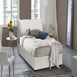 Avis Autrement Talamo Italia Veronica lit double avec conteneur, Made in Italy, en éco-cuir, 120x190 cm, avec ouverture frontale, Blanc.