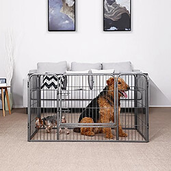 FEANDREA Luxe Parc Enclos pour Chiens Chiots Animaux de Compagnie Gris 122x80x70cm PPK74G