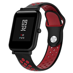 Wewoo Bracelet pour montre connectée Dragonne sport en silicone bicolore Huawei série 1 18 mm noirrouge 