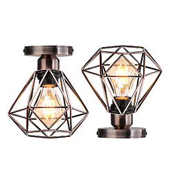 Stoex 2PCS Plafonnier Rétro Brun Lampe de Plafond E27 Cage en Métal Luminaire Plafonnier Vintage D'Intérieur 