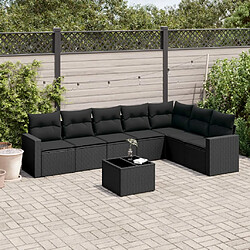 vidaXL Salon de jardin 8 pcs avec coussins noir résine tressée 