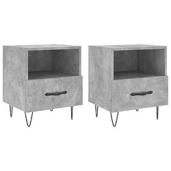 vidaXL Tables de chevet 2pcs gris béton 40x35x47,5cm bois d’ingénierie