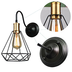 Avis Stoex Applique Murale Industrielle E27 Douille Edison Abat-jour Cage Vintage Luminaire Intérieure Décoration Rétro pour Salon Cuisine Couloir Chambre Café Bar