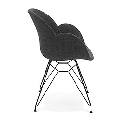 Avis Mes Lot de 2 fauteuils design en tissu gris piétement métal noir- UMILA