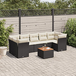 vidaXL Salon de jardin 8 pcs avec coussins noir résine tressée