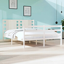 Maison Chic Lit Moderne Chambre - Cadre/structure de lit pour adulte Blanc Bois de pin massif 120x190 cm Petit Double -MN94112