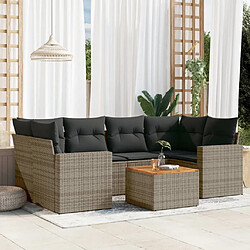 vidaXL Salon de jardin avec coussins 7 pcs gris résine tressée 