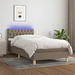 Sommier à lattes LED,Cadre à lattes de lit avec matelas pour Adulte Taupe 90x190 cm Tissu -MN27085