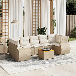 vidaXL Salon de jardin avec coussins 8 pcs beige résine tressée 