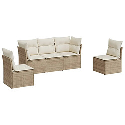 vidaXL Salon de jardin avec coussins 5 pcs beige résine tressée