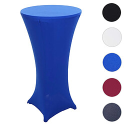 Mendler Set table haute + housse de table haute HWC-J30, pliable et réglable en hauteur Ø 60cm ~ housse bleu 