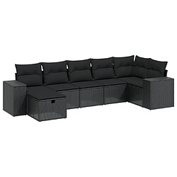 vidaXL Salon de jardin 8 pcs avec coussins noir résine tressée