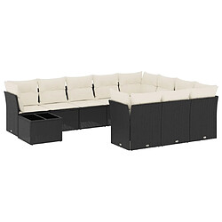 vidaXL Salon de jardin 11 pcs avec coussins noir résine tressée