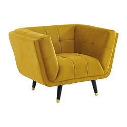 Avis Vente-Unique Fauteuil SAMANTHA II en velours - Ocre