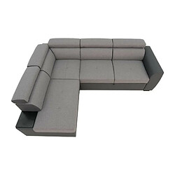 Canapé d'angle convertible 4 places KELIO - Tissu anthracite/gris - L 245 x P 184 x H 77 cm pas cher