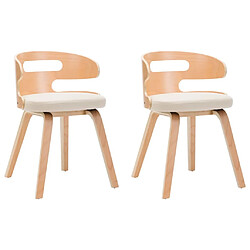 Maison Chic Lot de 2 Chaises à manger,Chaise pour cuisine,Solide Structure crème bois courbé et similicuir -MN87364