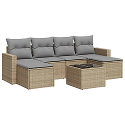 vidaXL Salon de jardin avec coussins 7 pcs beige résine tressée