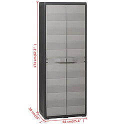 vidaXL Armoire de rangement de jardin avec 3 étagères Noir et gris pas cher