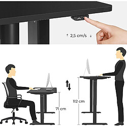 Helloshop26 Bureau électrique réglable en hauteur en continu bureau assis-debout avec moteur longueur réglable 140 x 70 x (73-114) cm en acier noir 12_0001302