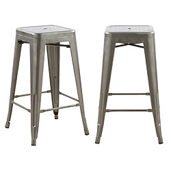 Rendez Vous Deco Tabouret de bar mi-hauteur Indus chrome brillant 66 cm (lot de 2)