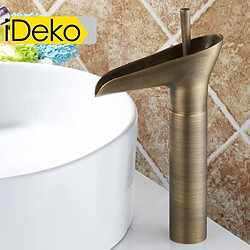 iDeko® Robinet Mitigeur lavabo cascade salle de bain vasque haut de bec en laiton rétro cuivre vintage céramique & Flexible