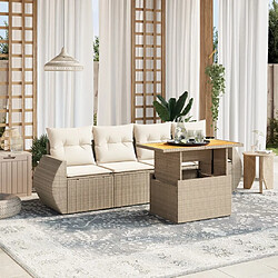 vidaXL Salon de jardin avec coussins 5 pcs beige résine tressée 